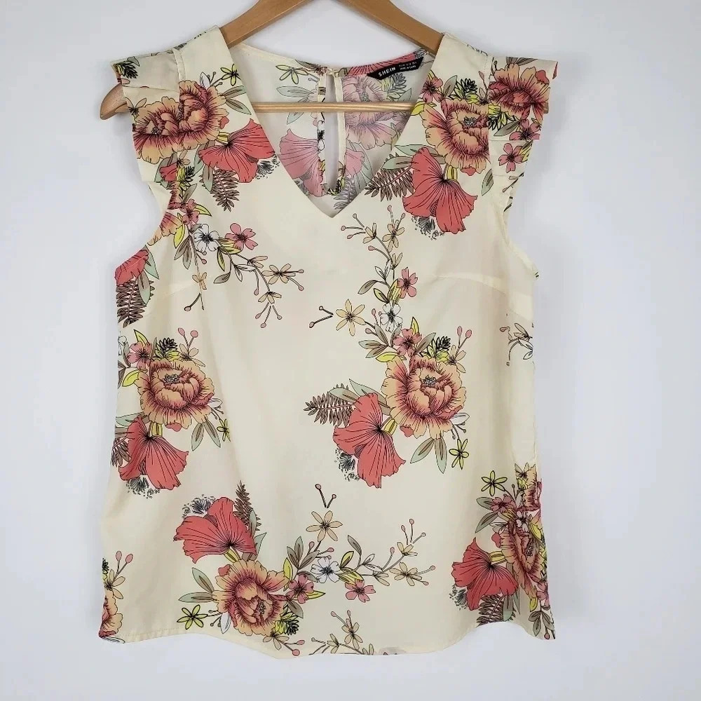 Shein Floral Sleeveless Blouse